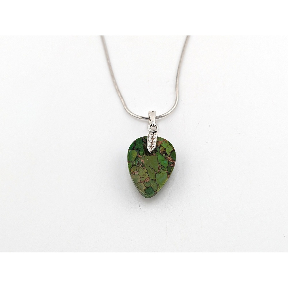 Handmade Mohave Turquoise Kingman Pendant Necklace 18in Sterling Silver Chain ** - Picture 7 of 8